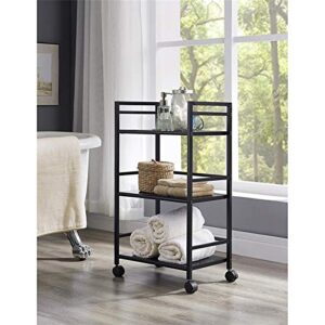 Black Rolling Storage Cart Utility Cart with Wheels Multipurpose Mobile Utility Storage Cart for Living Room Bathroom Kitchen Office Carts & Stands Utility Carts 60 x 32 x 75cm (L x W x H)