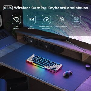 GEODMAER 65% Wireless Gaming Keyboard, Rechargeable Backlit Gaming Keyboard, Ultra-Compact Mini Mechanical Feel Anti-ghosting Keyboard for PC Laptop PS5 PS4 Xbox One Mac Gamer (Black-White)