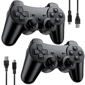 zexrow 2 pack wireless controller for ps3, remote for ps3,compatible for ps3/ps3 pro,double shock bluetooth, rechargeable, motion sensor,360° analog joysticks