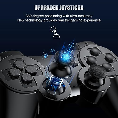 Zexrow 2 Pack Wireless Controller for PS3, Remote for PS3,Compatible for PS3/PS3 Pro,Double Shock Bluetooth, Rechargeable, Motion Sensor,360° Analog Joysticks