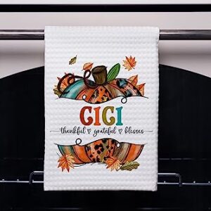 Pumpkin Cici Kitchen Towel - Thanksgiving Towel - Dish Towels - Fall Pumpkin Leopard Dish Towels - Thankful Grateful Blessed Tea Towels - Kitchen Towels Gift For Cici - Decorative Kitchen