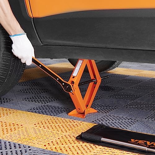 VEVOR Scissor Jack, 2.5 Ton/5512 lbs Scissor Car Jack, 3.7"-17.1" Lifting Range Scissor Lift Jack with Ratcheting Handle and L-Wrench, Portable Tire Jack for Cars Trucks Sedans MPVs