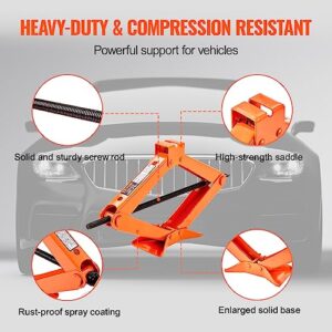 VEVOR Scissor Jack, 2.5 Ton/5512 lbs Scissor Car Jack, 3.7"-17.1" Lifting Range Scissor Lift Jack with Ratcheting Handle and L-Wrench, Portable Tire Jack for Cars Trucks Sedans MPVs