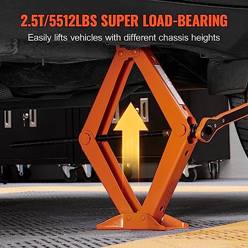 VEVOR Scissor Jack, 2.5 Ton/5512 lbs Scissor Car Jack, 3.7"-17.1" Lifting Range Scissor Lift Jack with Ratcheting Handle and L-Wrench, Portable Tire Jack for Cars Trucks Sedans MPVs