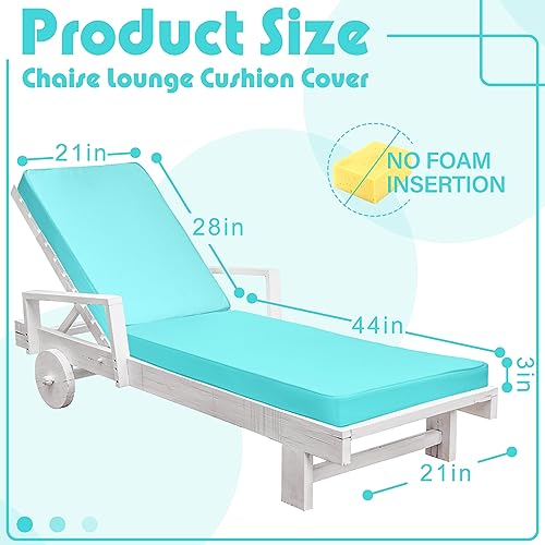 Ganeen Waterproof Chaise Lounge Cover Slip Covers for Outdoor Cushions for Patio Furniture 72 x 21 x 3 Inch Outdoor Cushion Slipcovers Lounge Chair Covers Outdoor with Zipper Ties for Lawn (Classic)