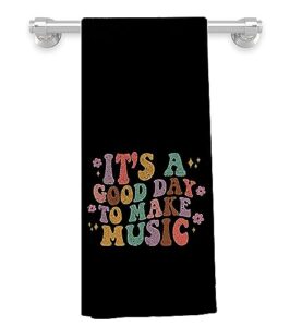 retro groovy it's a good day to make music kitchen towels and dishcloths,16 x 24 inch hand towels tea towels dish towels for kitchen decor,gifts for music lovers musicians singers