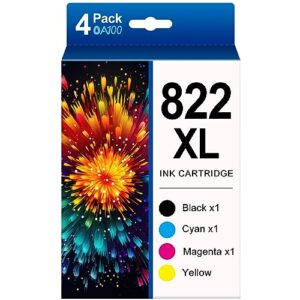 822 xl 822xl ink 822 remanufactured ink cartridges replacement for epson 822xl ink cartridges combo pack to use with epson workforce pro wf-3820 wf-4820 wf-4830 wf-4833 4-pack 822xl 822