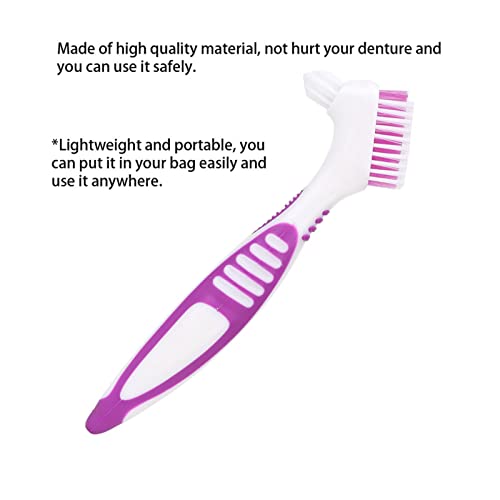 Denture Brush 2PCS Denture Toothbrushes Denture Cleaning Brush Double Sided Toothbrush with Multi Layered Bristles and Ergonomic Rubber Handle for Denture Care