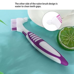 Denture Brush 2PCS Denture Toothbrushes Denture Cleaning Brush Double Sided Toothbrush with Multi Layered Bristles and Ergonomic Rubber Handle for Denture Care