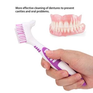 Denture Brush 2PCS Denture Toothbrushes Denture Cleaning Brush Double Sided Toothbrush with Multi Layered Bristles and Ergonomic Rubber Handle for Denture Care