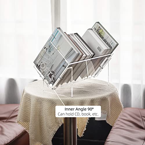 Aizesuro Acrylic Tabletop Bookcase, Bookshelves with Free Move Book Support Rod, Cd/Magazine Storage Desktop Organizer Rack for Home Office, Living Room, Bedroom