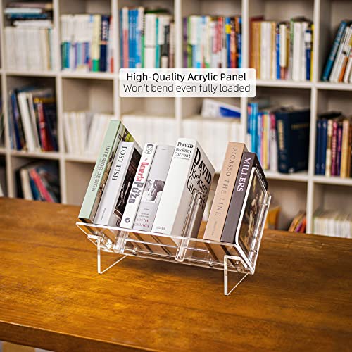 Aizesuro Acrylic Tabletop Bookcase, Bookshelves with Free Move Book Support, Cd/Magazine Storage Desktop Organizer Rack for Home Office, Living Room, Bedroom