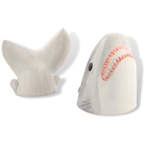 shark salt and pepper shakers set, nautical themed kithen supplies, 4 inches