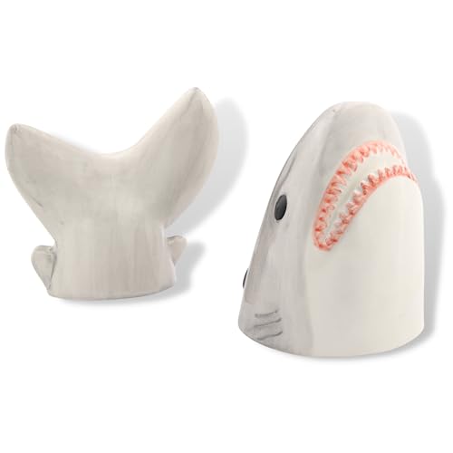 Shark Salt and Pepper Shakers Set, Nautical Themed Kithen Supplies, 4 Inches