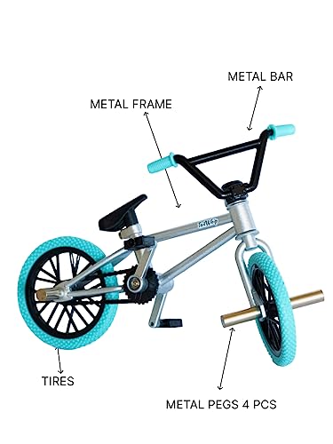 Tailwhip Metal Finger Bike, Dirt Bike Toys, Mini Finger BMX, Gift Toy, Finger BMX (Silver)