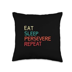 eat sleep persevere repeat merch persevere throw pillow, 16x16, multicolor