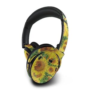mightyskins glossy glitter skin compatible with bose quietcomfort 45 headphones sunflower field | protective, durable high-gloss glitter finish | easy to apply | made in the usa