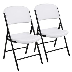 signature folding plastic chair with 500-pound capacity, white, 2-pack