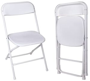 signature folding plastic chair with 500-pound capacity, white, 2-pack