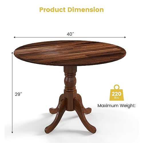 Giantex Wooden Dining Table, 40" D X 29" H, Pedestal Tables W/Round Tabletop & Curved Trestle Legs, 4-Person Round Dinner Table for Kitchen, Dining Room, Living Room (40" D, Walnut)