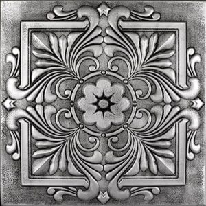 a la maison ceilings r14 victorian foam glue-up ceiling tile (21.6 sq. ft./case), pack of 8, antique silver