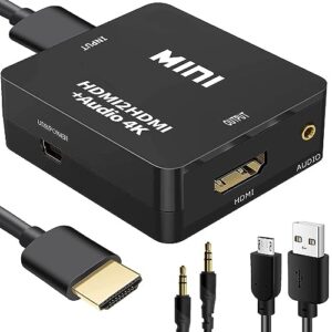hdmi audio extractor, 4k hdmi to hdmi splitter 3.5mm aux audio 1080p, compatable for tv, pc, ps3/4/5, blu-ray/dvd/hd player, projector, sound system, xbox, switch