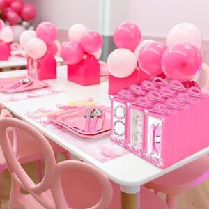 Dripykiaa Pink Doll Party Favor Boxes 24 Pack Doll Props Hot Pink Gift Box Goodie Bag Candy Treat Boxes Pink Birthday Bachelorette Party Decorations Supplies For Girls Women