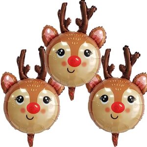 reindeer balloons christmas balloons reindeer head foil balloons for christmas-themed party birthday party supplies decorations party decorations balloons party sets-3pcs