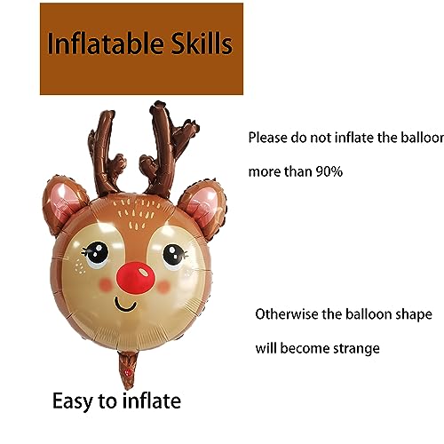 Reindeer Balloons Christmas Balloons Reindeer Head Foil Balloons for Christmas-Themed Party Birthday Party Supplies Decorations Party Decorations Balloons Party Sets-3pcs