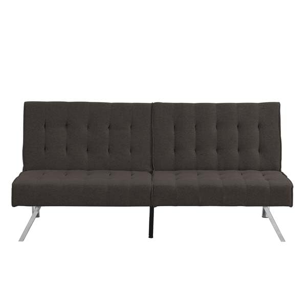 Futon Sofa Bed with Stainless Leg and Wood Frame, Modern Futon Couch Bed Convertible Sleeper Sofa Bed Lounge Chair Single Bed Love Seat, Futon Sofa for Apartments Office Small Spaces, Grey (Black)
