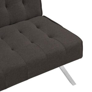 Futon Sofa Bed with Stainless Leg and Wood Frame, Modern Futon Couch Bed Convertible Sleeper Sofa Bed Lounge Chair Single Bed Love Seat, Futon Sofa for Apartments Office Small Spaces, Grey (Black)