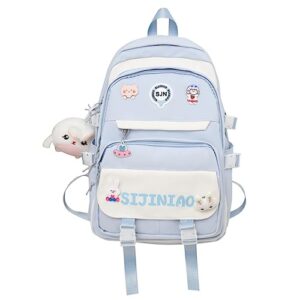mifjnf cute backpack kawaii backpack for school aesthetic backpack kawaii school supplies cute backpacks with accessories (blue)
