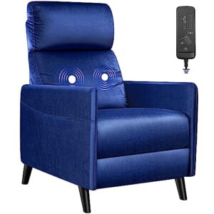 yeshomy massage chair for living room velvet home theater single sofa with adjustable reclining, lazyboy padded seat backrest for adults, blue