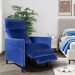 YESHOMY Massage Chair for Living Room Velvet Home Theater Single Sofa with Adjustable Reclining, Lazyboy Padded Seat Backrest for Adults, Blue