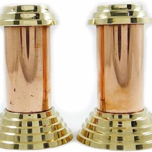 S2J Copper 2 Pieces Salt And Pepper Shaker Set Tableware Serveware with Top and Base In Brass