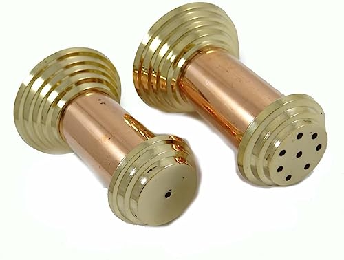 S2J Copper 2 Pieces Salt And Pepper Shaker Set Tableware Serveware with Top and Base In Brass