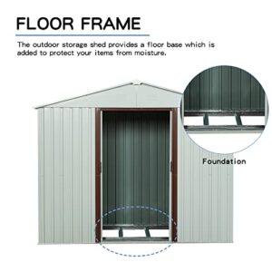 GLANZEND 8 X 4 Feet Outdoor Storage Shed, Metal Utility Tool Shed with Waterproof Sloping Roof, Punched Vents and Sliding Lockable Doors, Garden Storage House for Backyard Lawn, White