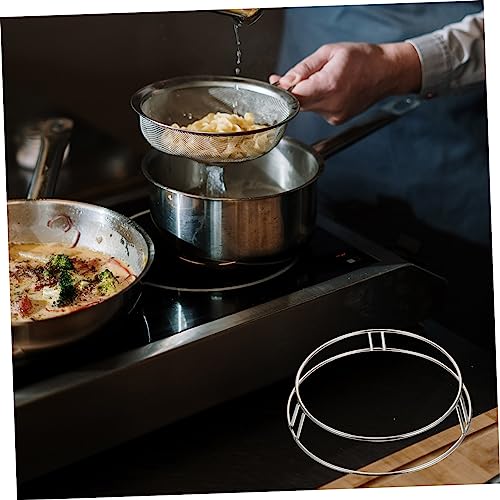 EXQUIMEUBLE 1pc Stainless Steel Pot Rack Coaster Holder Stove Burner Butter Holder Steel Wok Rack Stove Top Trivet Pot Pan Cooking Stand Stainless Steel Silver Bold Solid Pot Rack Steam Stand