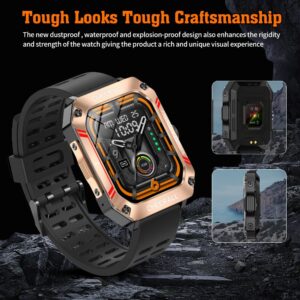 Cheerall 2.02” HD Touch Screen Military Smart Watch for Answer Make Calls, Tactical Fitness Tracker with Games 120+ Workout Modes Heart Rate SpO2 Sleep Monitor for Android iOS (Orange)