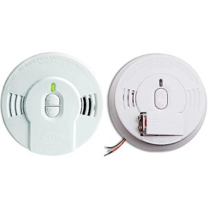 kidde smoke detector, 10-year battery & smoke detector, hardwired smoke alarm with battery backup, front-load battery door, test-silence button, white