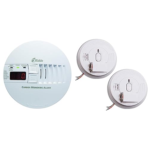 Kidde Hardwired Carbon Monoxide Detector & Smoke Detector, Hardwired Smoke Alarm with Battery Backup, Front-Load Battery Door, Test-Silence Button,(Pack of 2) White