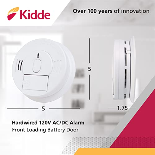 Kidde Hardwired Carbon Monoxide Detector & Smoke Detector, Hardwired Smoke Alarm with Battery Backup, Front-Load Battery Door, Test-Silence Button,(Pack of 2) White