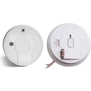 kidde smoke detector, 9-volt battery operated, ionization smoke alarm, battery included & smoke detector, hardwired smoke alarm with battery backup, front-load battery door, test-silence button, white