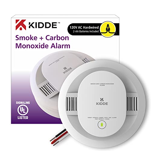 Kidde Smoke & Carbon Monoxide Detector, AA Battery Powered, LED Warning Light Indicators & Hardwired Smoke & Carbon Monoxide Detector, AA Battery Backup, Interconnectable, LED Warning Light Indicators