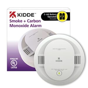 Kidde Smoke & Carbon Monoxide Detector, AA Battery Powered, LED Warning Light Indicators & Hardwired Smoke & Carbon Monoxide Detector, AA Battery Backup, Interconnectable, LED Warning Light Indicators