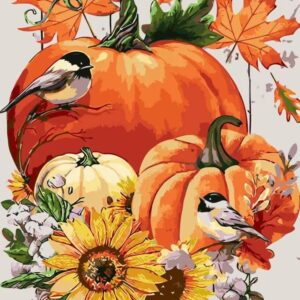 SOTYIOO Paint by Numbers for Adults, Thanksgiving Paint by Numbers for Adults Beginner Drawing Paintwork with Paintbrushes On Canvas Wrinkle-Free Canvas Acrylic Pigment Oil Paint (Fall 16x20inch)