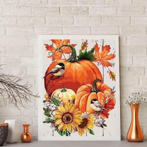 SOTYIOO Paint by Numbers for Adults, Thanksgiving Paint by Numbers for Adults Beginner Drawing Paintwork with Paintbrushes On Canvas Wrinkle-Free Canvas Acrylic Pigment Oil Paint (Fall 16x20inch)