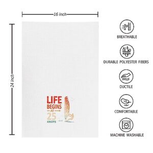 Life Begins at 25 Knots Kite Surfing Summer Beach Kitchen Towels and Dishcloths 16×24 Inch,Surfing Hand Towel Dish Towel Tea Towel for Coastal Beach House Kitchen Decor,Kite Surfer Surfing Gifts