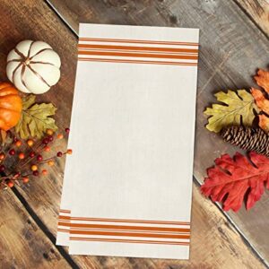 Fall Kitchen Towels Set Orange Stripes Thanksgiving Dish Towel French Stripe Farmhouse Style Dishcloths,Absorbent Soft Cotton Dish Cloths Tea Towels Fall Seasonal Decoration Hand Towels Set