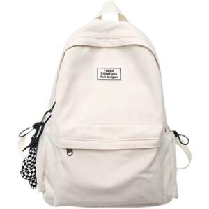 weiiyonn kawaii backpack for women aesthetic book bag laptop backpack casual women's daypack with cute accessories (white)